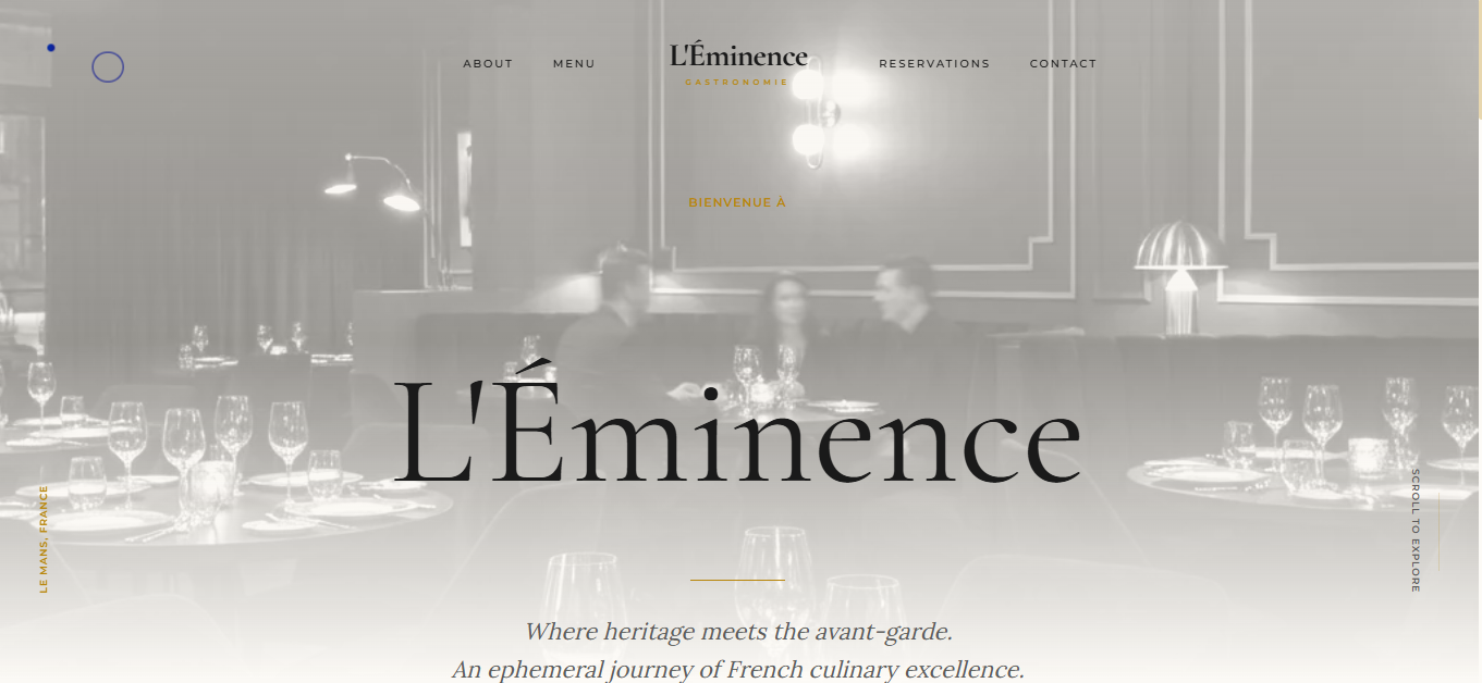 L'Éminence - Landing, Next.js, Framer Motion, Gastronomy project screenshot