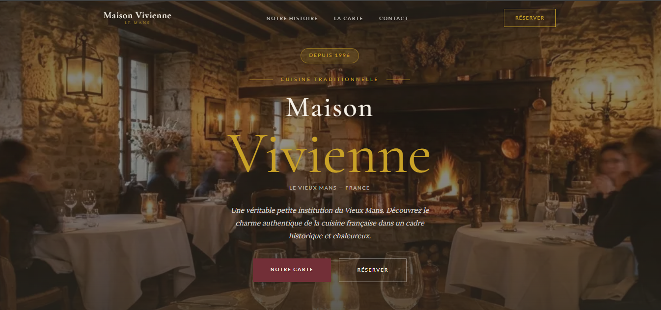 Maison Vivienne - Landing, React, Traditional, Restaurant project screenshot