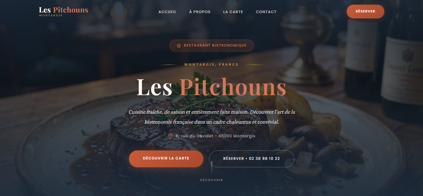 Les Pitchouns - Landing, Next.js, Bistronomy, Web Design project screenshot