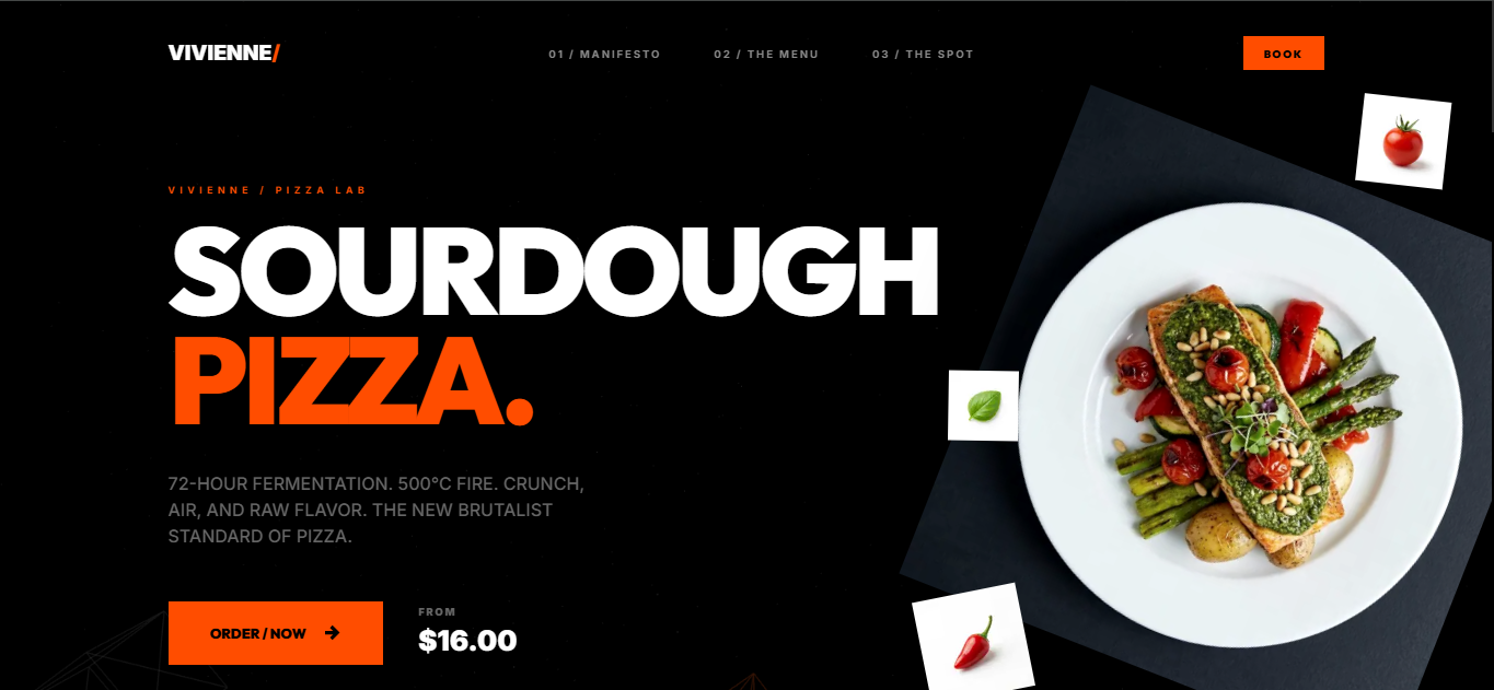 VIVIENNE / PIZZA LAB - Landing, Brutalist, Typography, Industrial project screenshot