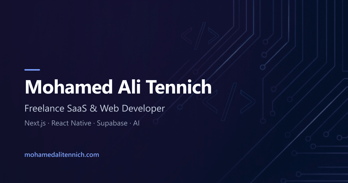 Mohamed Ali Tennich | Infinite Software Developer & Generative Engineer